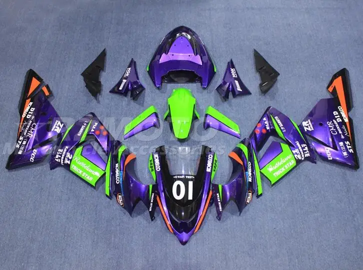 

Подходит для Kawasaki Ninja ZX-10R ZX10R 2004 2005 04 05 полный обтекатель для мотоцикла велосипеда аксессуары корпус под заказ фиолетовый зеленый