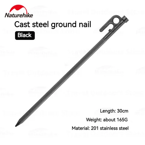 Наземные гвозди Naturehike 201 из нержавеющей стали, длина 20/30 см, навес от солнца в палатке, наземные гвозди, лагерные портативные наземные шипы с дизайном краев - изображение