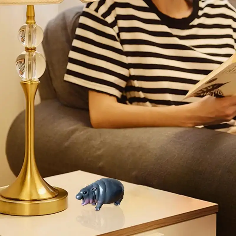 Статуя бегемота Moo Deng милые фигурки из смолы детская скульптура украшение для