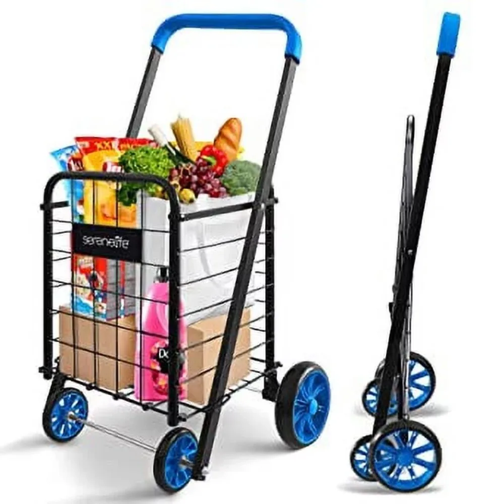 

Easily Foldable and Portable Save Space Folding Lightweight Trolley with Rolling Swivel Wheels for Shopping Groceries