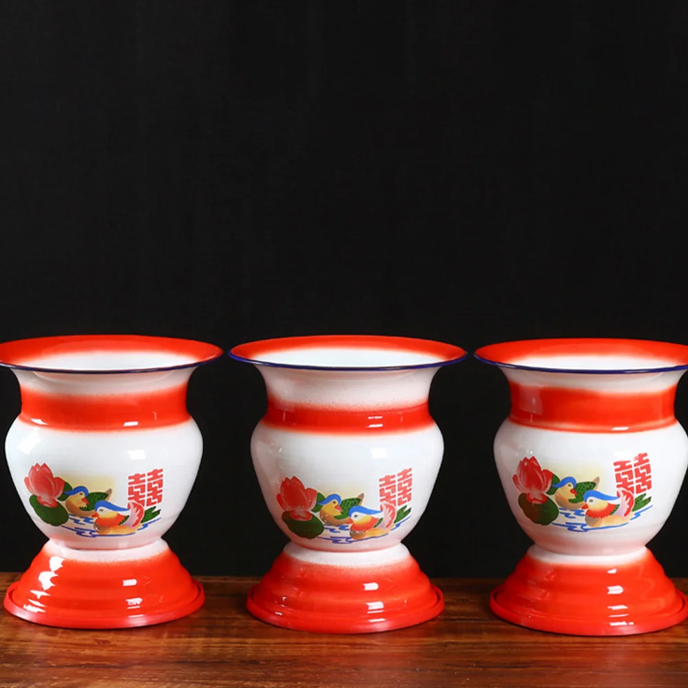 

Enamel Spittoon Convenient Toilet Vintage Chinese Style Spittoon Home toilet retro high foot spittoon for elderly child woman