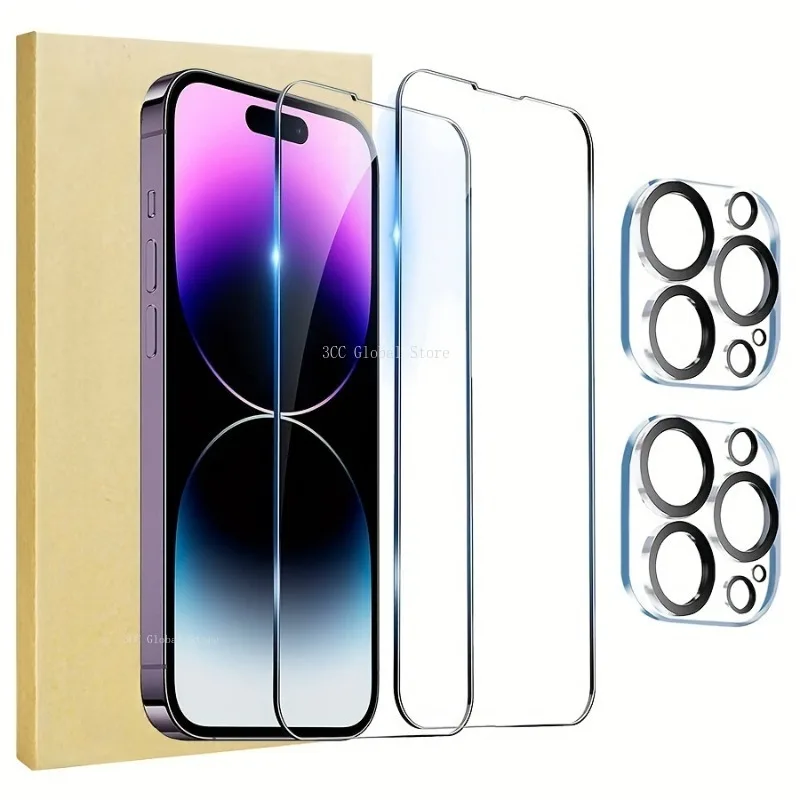 4 в 1 твердое закаленное стекло 9H для защиты экрана с защитой объектива камеры IPhone