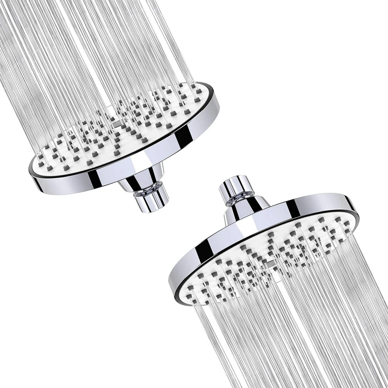

2X Shower Head 6 Inch Anti-Leak Anti-Clog Fixed Rain Showerhead Rainfall Spray Relaxation And Spa(Silver)