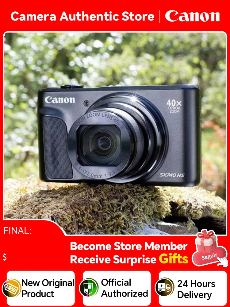 Цифровая камера Canon PowerShot SX740 HS, 40X оптический зум и 3-дюймовый Наклонный ЖК-дисплей, видео 4K, Wi-Fi, телефон с поддержкой Bluetooth, черный корпус