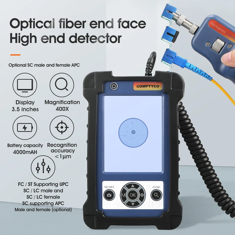 AUA-400 Fiber Optic Inspection Microscope Probe with 3.5 inch Display Screen Monitor