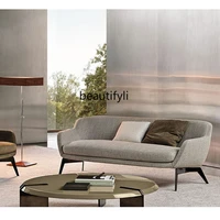 hj minimalist fabric sofa italian living room cotton and linen straight row three seat