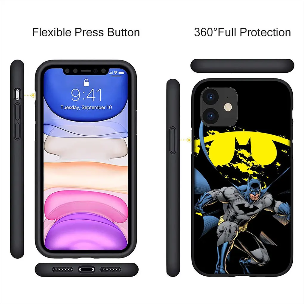 Мягкий чехол Batmans DC для Apple iPhone 16 15 14 13 12 11 Pro Max 6 6S Plus + SE телефона