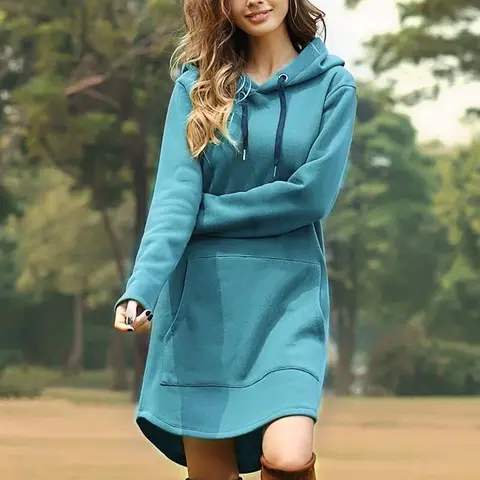 Sweatshirt female long hem - купить недорого | AliExpress
