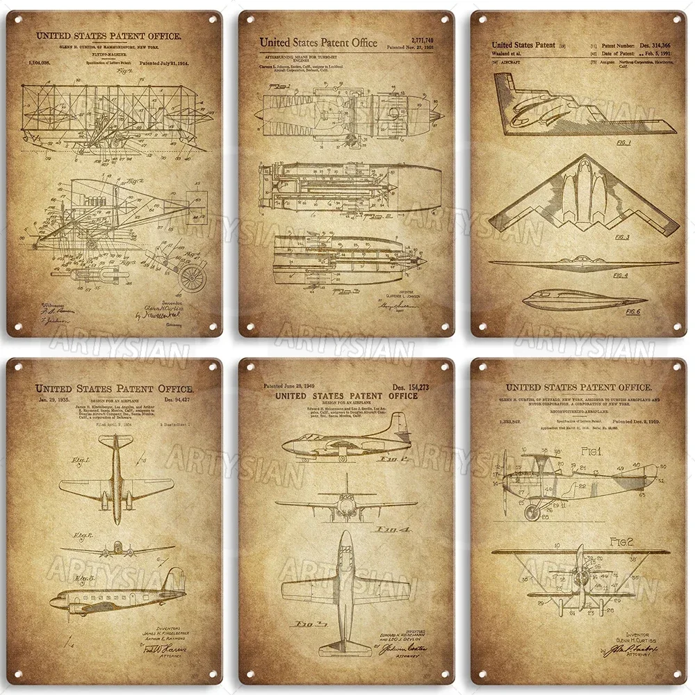 Ретро самолет патентный металлический знак Стелс металлическая табличка