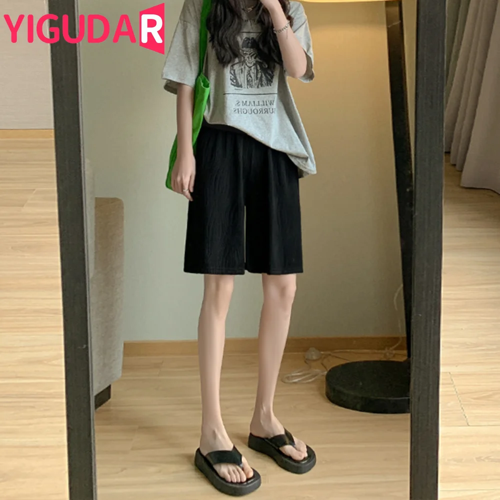 Summer Ice Cool Maternity Shorts Wide Leg Loose Straight Clothes for Pregnant Women Elastic Waist Belly Pregnancy Shorts