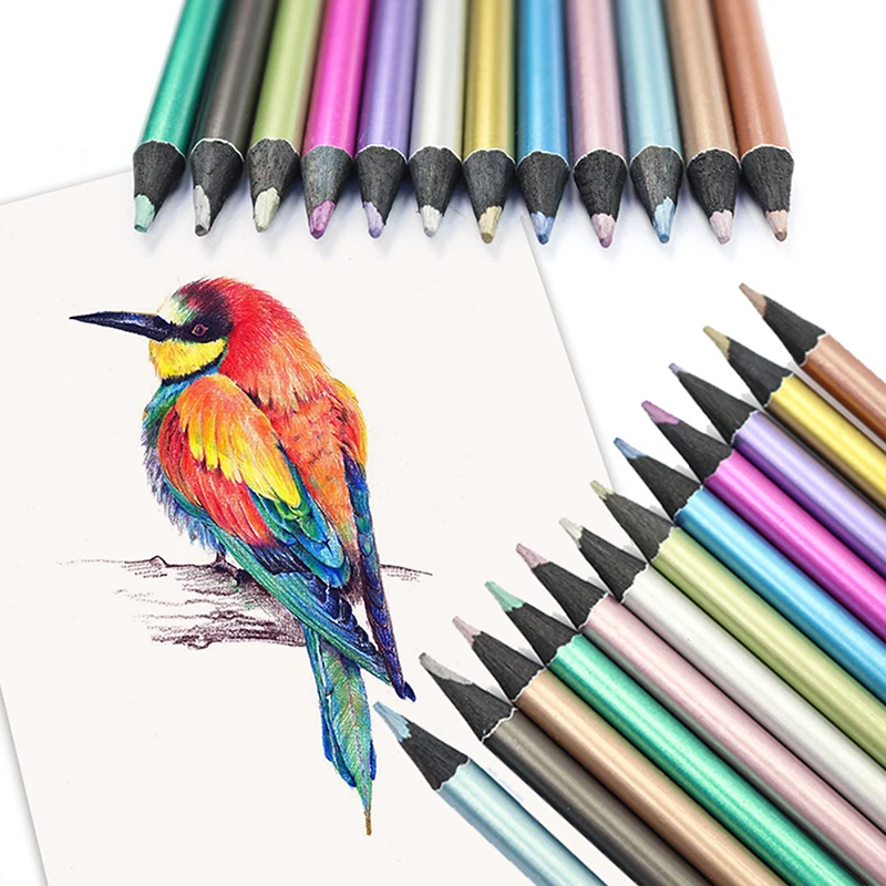 

12/18 Colors Metallic Pencil Colored Drawing Pencil Sketching Pencil Art Supplie
