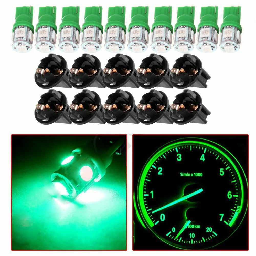 

10pcs Car T10 Instrument Panel Dashboard Bulbs 194LED Green Gauge Cluster Dash Light Sockets Dashboard Instrument Lamps Lights