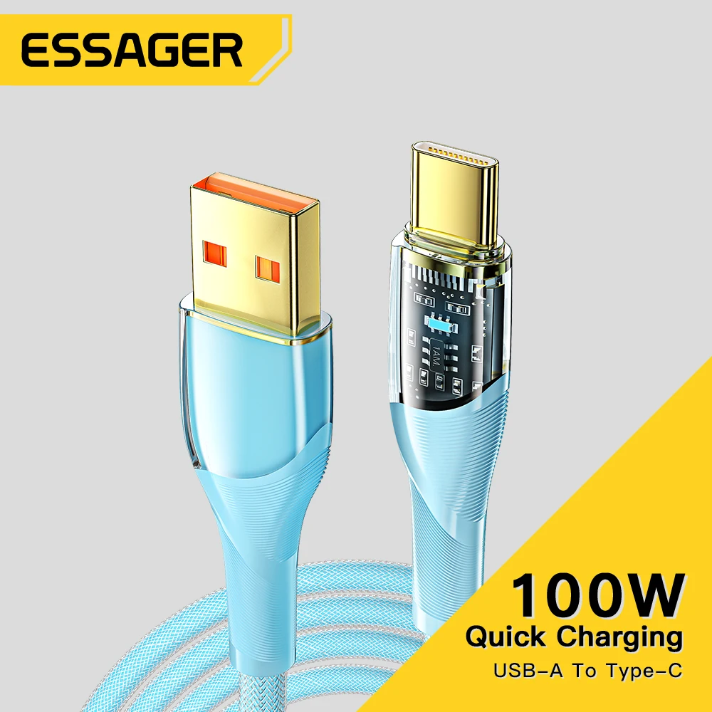 

Essager 7A USB Type C Cable PD 100W Fast Charging Wire USB-C Charger Data Cord For Huawei P50 P40 OPPO K10 Honor Oneplus Poco F3