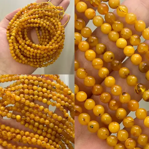 Натуральный балтийский цветок янтарь граненые/круглые бусины 4-7 мм, бусины своими руками из натурального камня для мужчин и женщин, оптовая продажа ювелирных изделий
