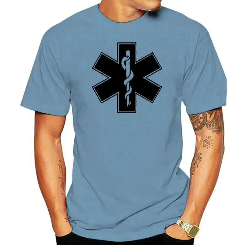 

2022 Paramedic symbol emblem medic apparel 100% cotton gray top graphic t-shirt