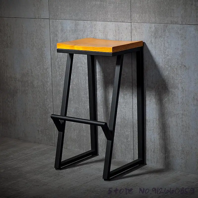 Барный стул из кованого железа массива дерева для кофе барный современный