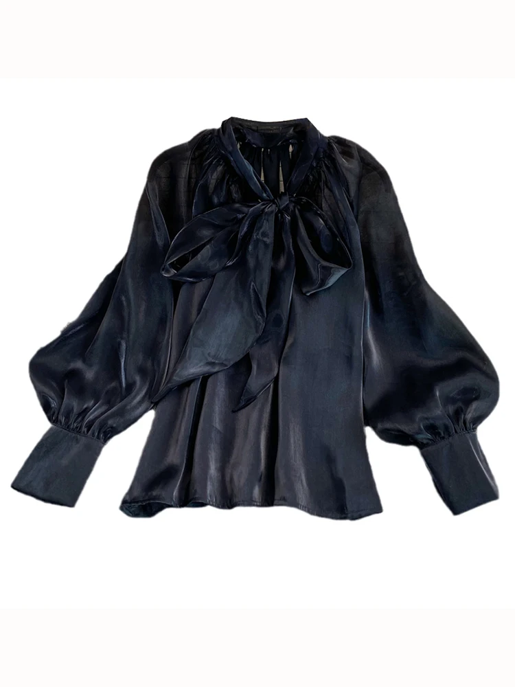 XFPV Women's Loose Bow Shirt Solid Color Long Sleeve Temperament Blouse Top Y2k Sweet Korea Chic Summer 2022 SM349 |