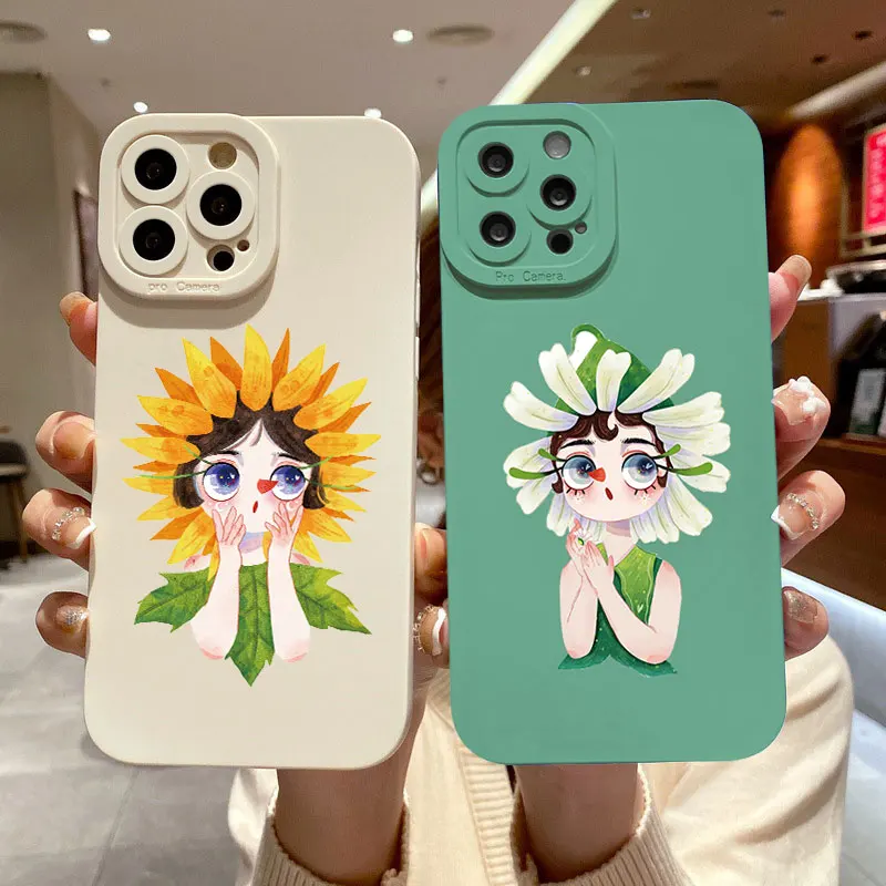 

Cute Cartoon Colorful Fairy Elves Flower Girl Phone Case For iPhone XS XR X 13 14 12 11 Pro Max 7 8 Plus SE2 Soft Silicone Cover