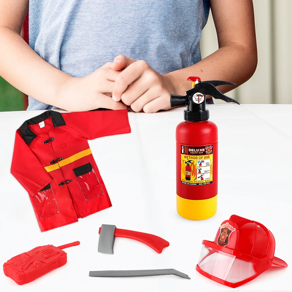 

Children'S Firefighter Toy Set Fire Hat Clothes Cosplay Costume Accessories For Kids Boys Carnival Party Fireman Uniform Props