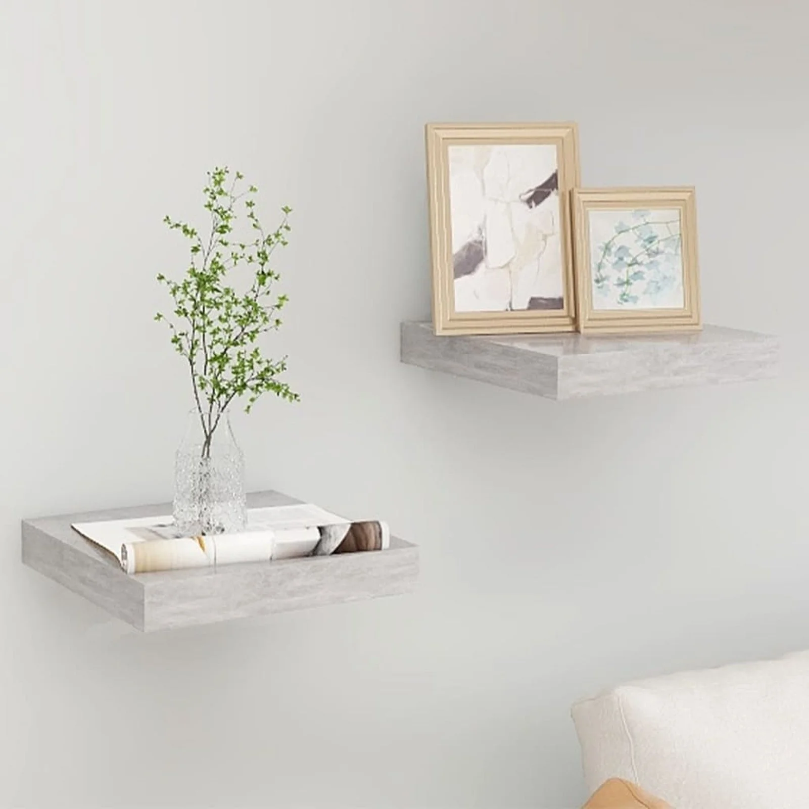 

Floating Wall Shelves 2 pcs Concrete Gray 9.1"x9.3"x1.5" MDF