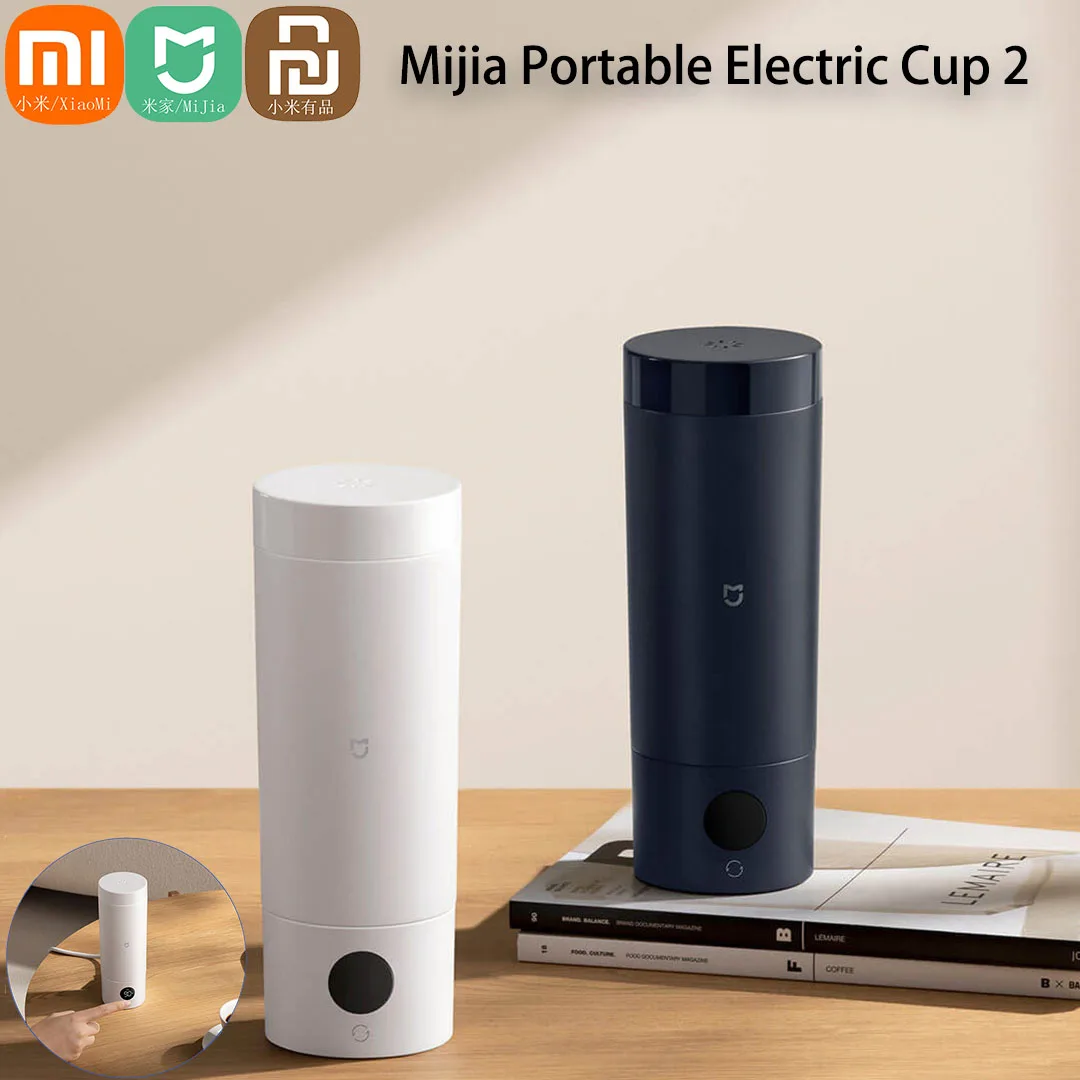 Фото Умный портативный электрический нагревательный стакан Xiaomi Mijia, 2-температурный светодиодный термос, чашка для кипячения из нержавеющей стали 316, чайник для путешествий №1