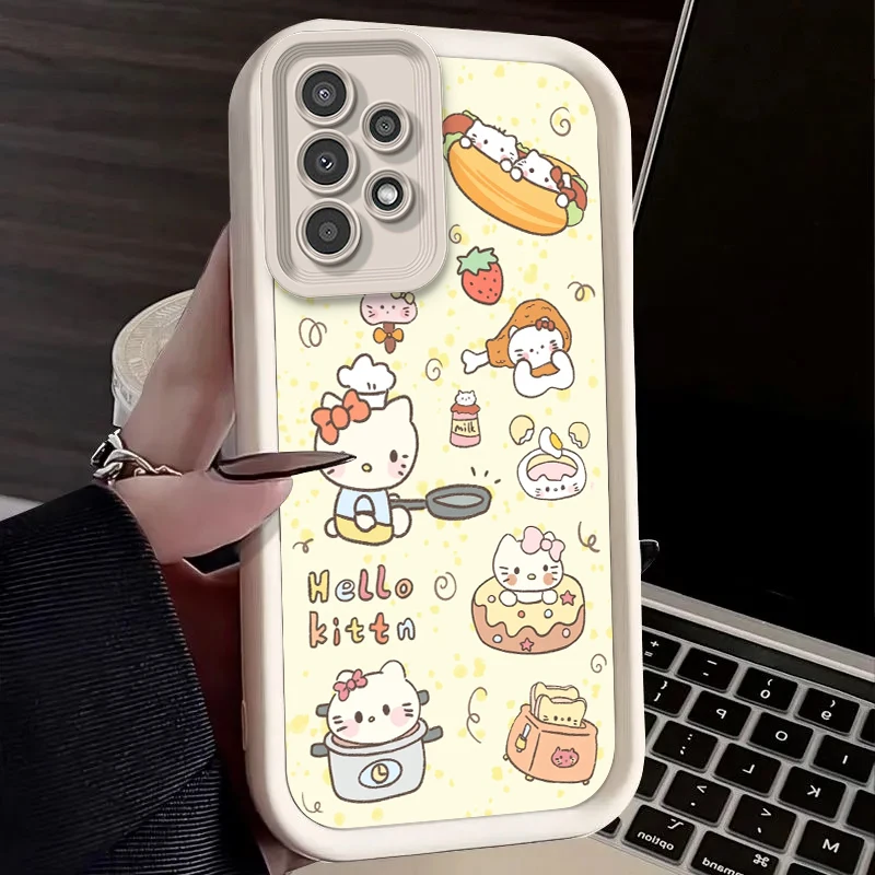 Чехол для телефона из ТПУ Hello Kitty с изображением корицы Samsung A73 A71 A54 A53 A52 A51 A33 A32 A21S A14