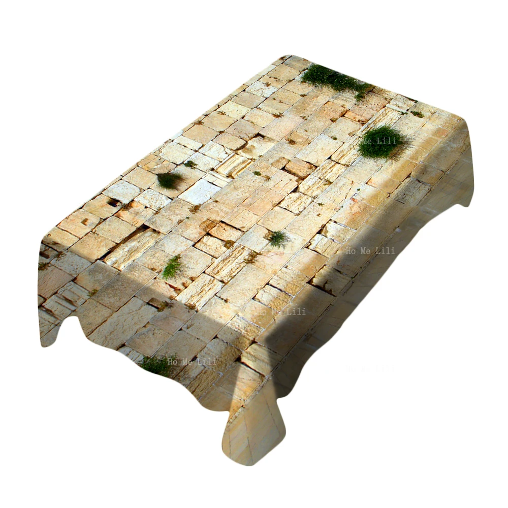 

Remnants Of The Western Wall Surrounding The Jewish Temple Courtyard Waterproof Tablecloth By Ho Me Lili Home Decor