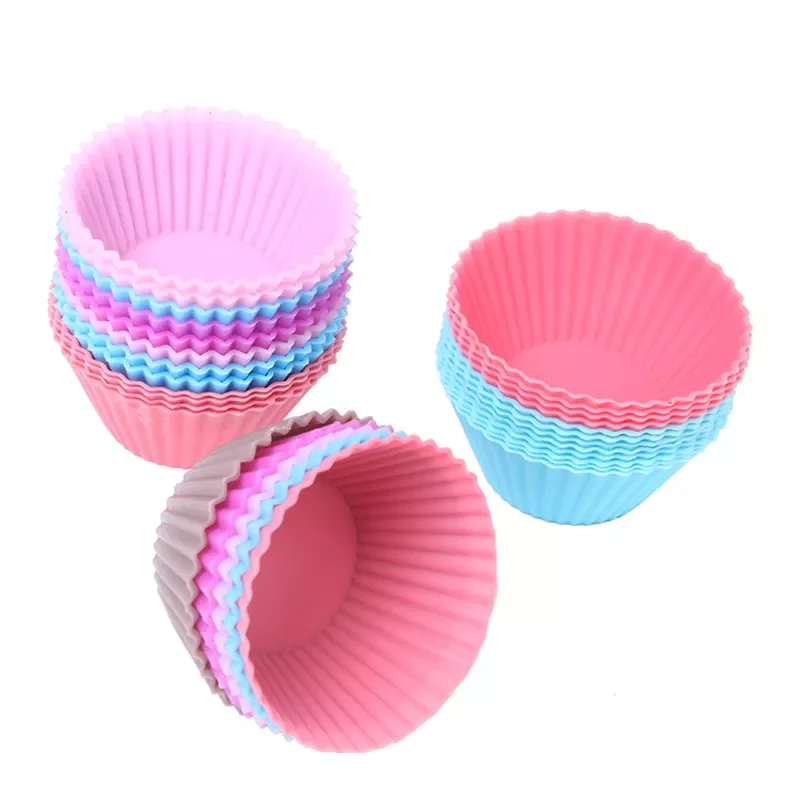 

of 12 Pieces(1 Dozen) 3cm Mini Muffin Cup Round Silicone Cake Baking Molds Cupcake Pan