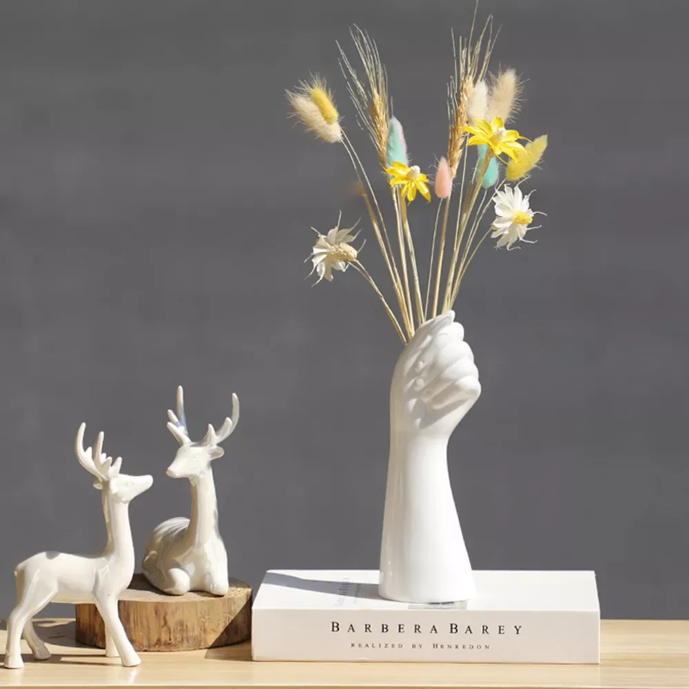 

Nordic style A Hand Vase Flowers Modern Home Office Decor of Creative Floral Composition living room Ornament ceramics vase