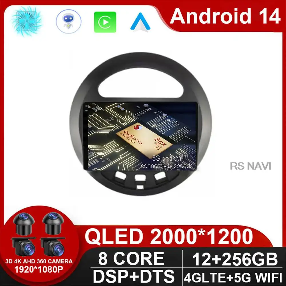 Автомобильная Мультимедийная система на Android 14 Carplay WlFl + 4G для Geely Panda Gleagle GX2 LC Kandi