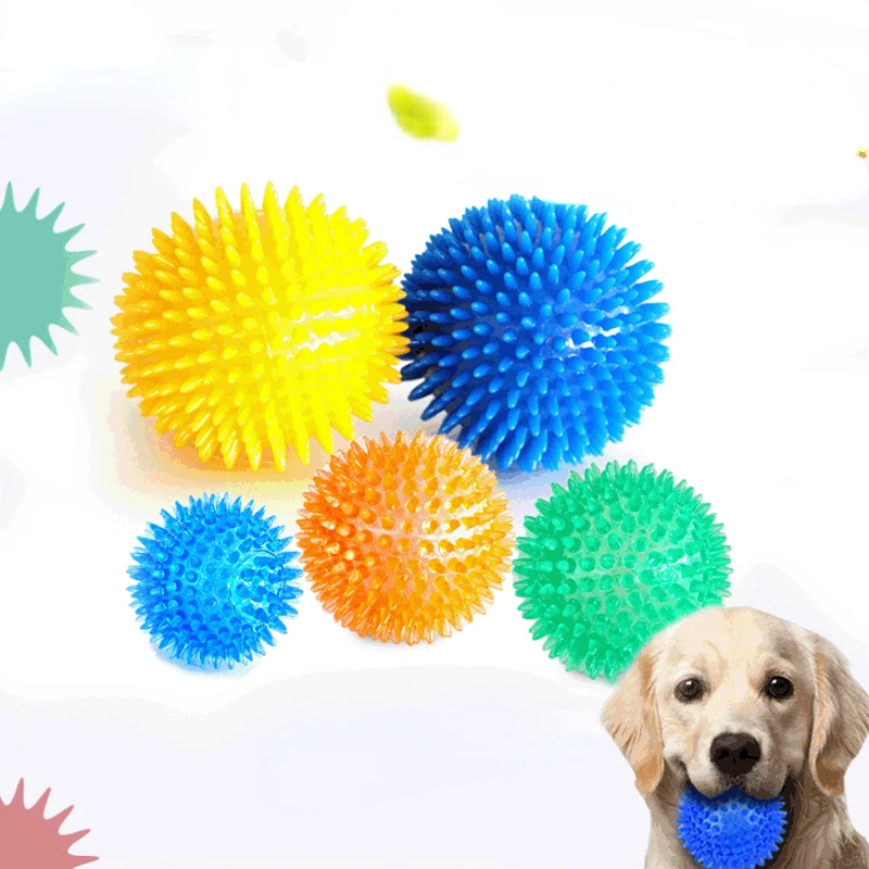 

Pet Dog Toys Cat Puppy Sounding Toy Polka Squeaky Tooth Cleaning Ball TPR Training Pet Teeth Chewing Toy Thorn Balls Accessories