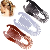 1pc elastics hair braider banana clip flexible interlocking hair combs elongated ponytail holder for women girl hair accessories