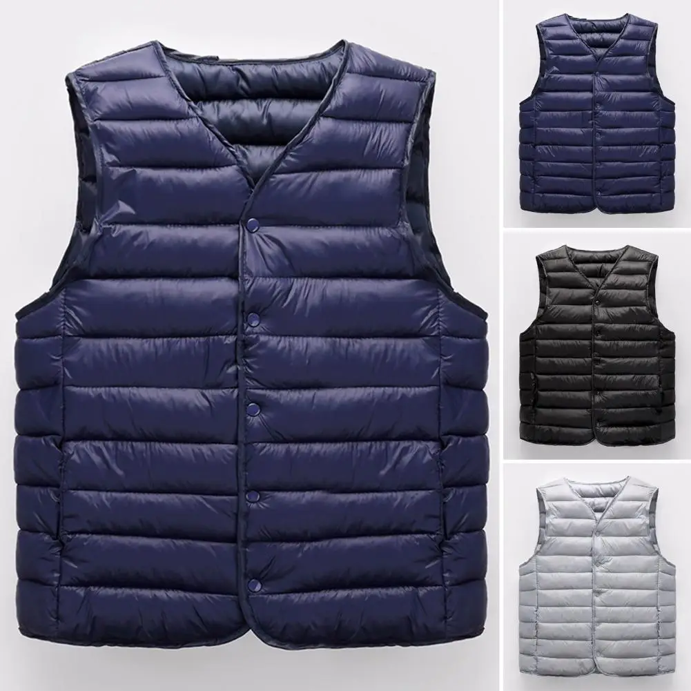 

Warm Waistcoat Stylish Men's Winter Vest Padded V Neck Coat Warm Windproof Cardigan for Casual Plus Size Fashion V-neck Vest