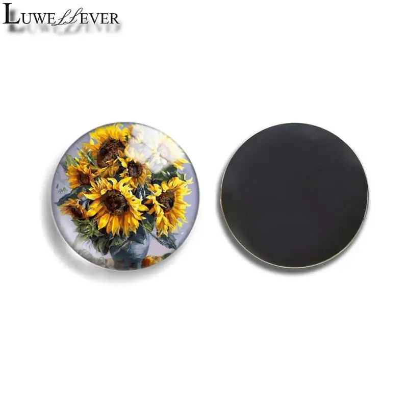 

30mm 35mm Sunflower Blackboard Round Glass Refrigerator Fridge Magnet Findings 685 Parts Accessories