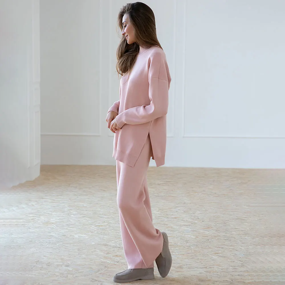 Зимние толстые женские трикотажные костюмы мягкие комплекты из 2 предметов