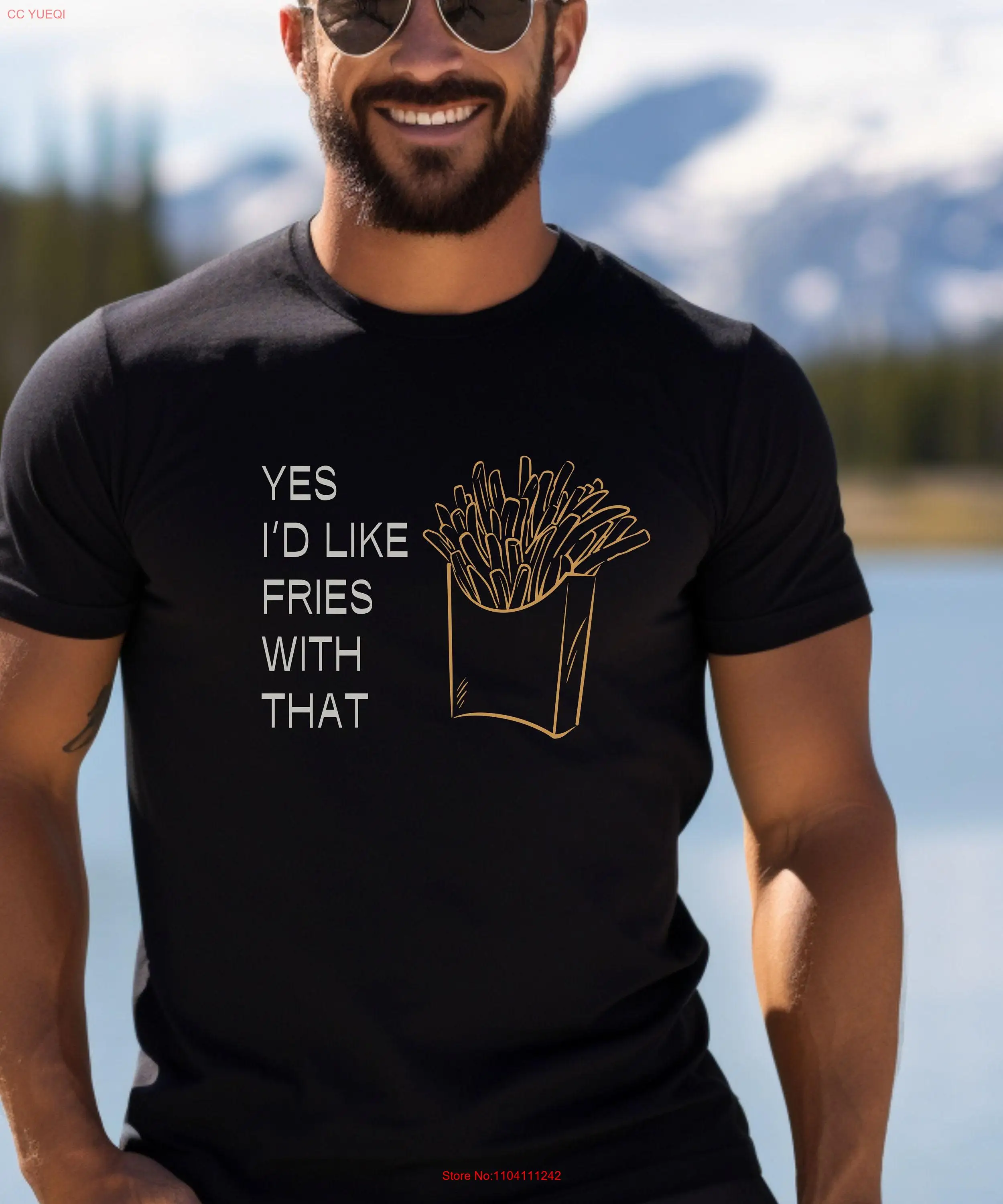 Футболка Yes Iɽ Like Fries With That Funny Fast Food Bella Canvas