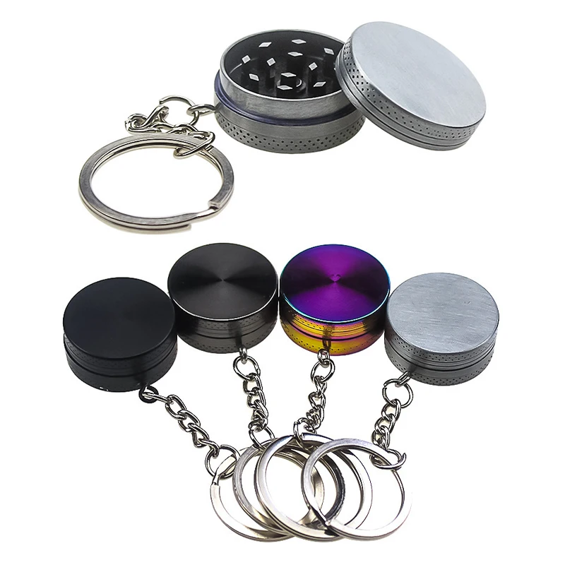 

30mm Mini 2-layers Herb Tobacco Grinder with Keychain Cigarette Grinder Spice Cigarette Herb Tobacco Grinder Crusher Hand Miller