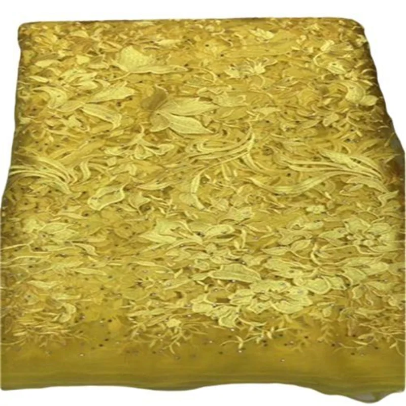 

Африканская Свадебная бархатная кружевная ткань, цвет желтый, Высококачественная французская Тюлевая кружевная ткань с блестками
