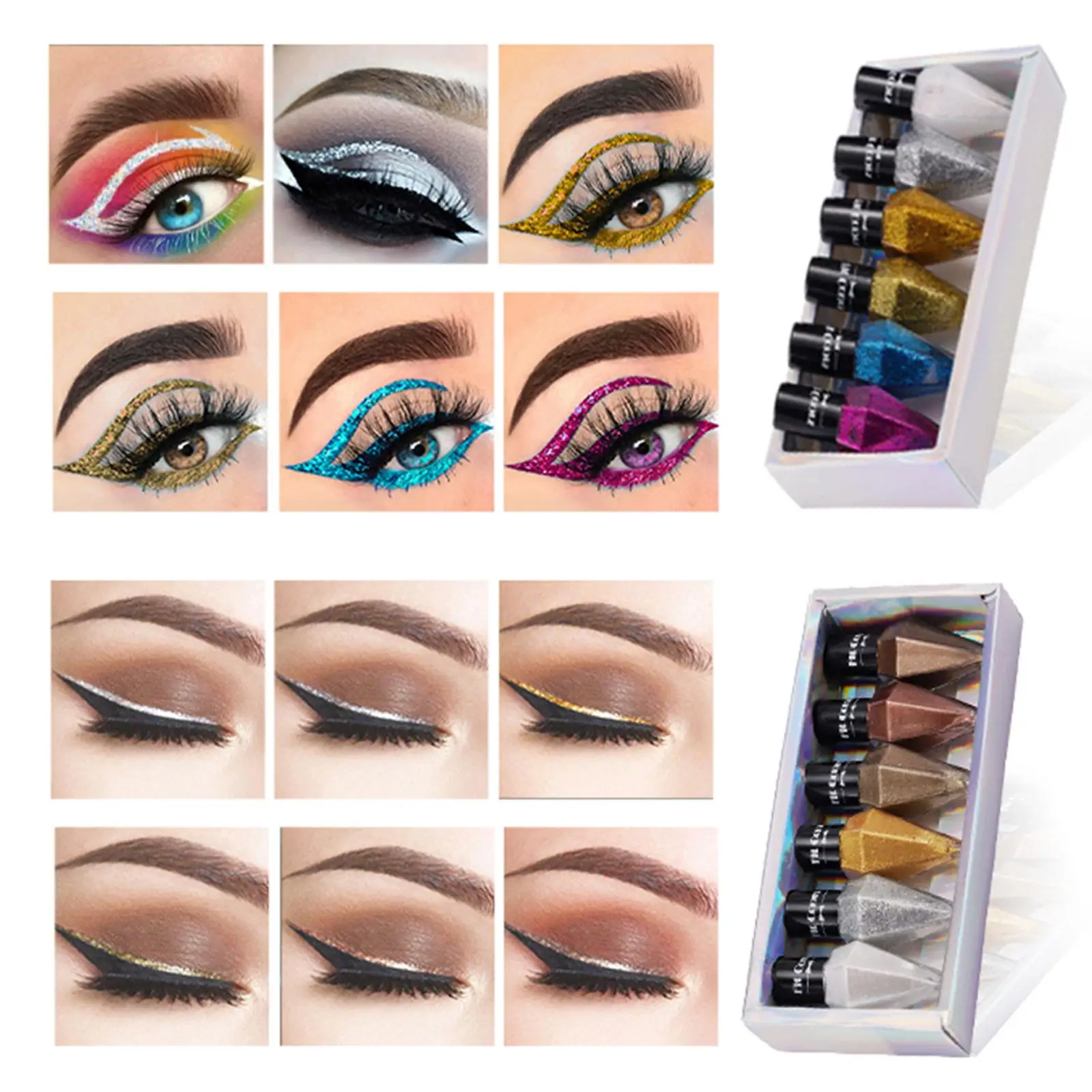 6pcs/set Eye Shadow Pearlescent Diamond Eye Shadow Liquid 5-color Sequins MakeUp Smooth Mini Fine Brush Eyeliner Shine And Head 4 6pcs/set Eye Shadow Pearlescent Diamond Eye Shadow Liquid 5-color Sequins MakeUp Smooth Mini Fine Brush Eyeliner Shine And Head 4