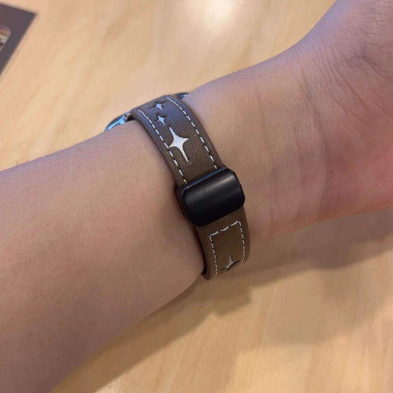 Модный браслет со звездой Y2k для Apple Watch 9 8 7 6 5 4 2 Se кожаный магнитный 45 мм 44 42 41 40