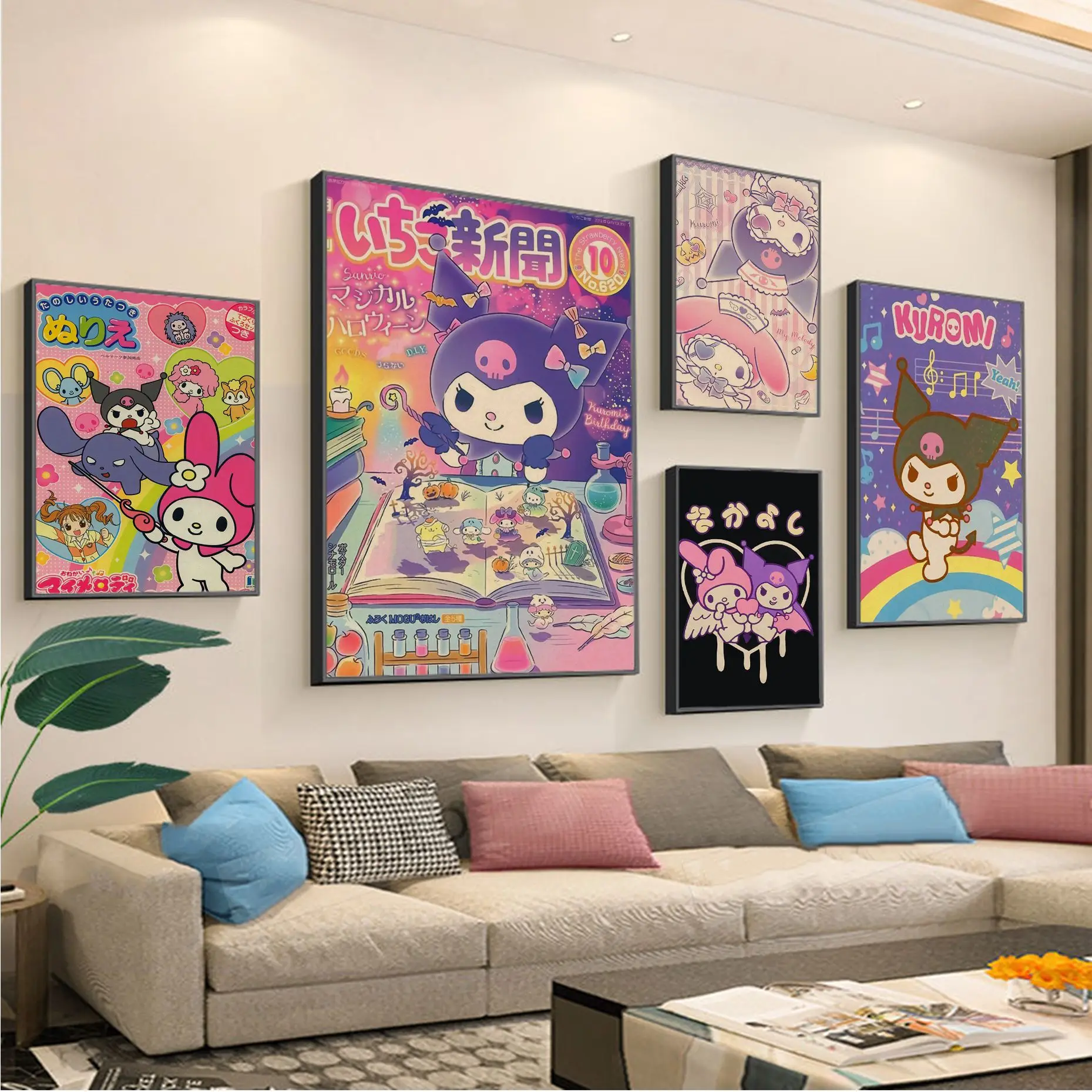 

BANDAI Kuromi Movie Posters Kraft Paper Prints And Posters Nordic Home Decor