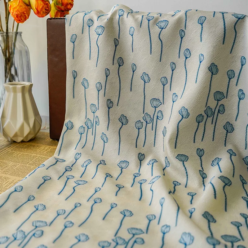 Элегантная тонкая окрашенная жаккардовая ткань, женское весенне-Летнее цветочное платье, ткань для шитья «сделай сам» 50 см x 130 см