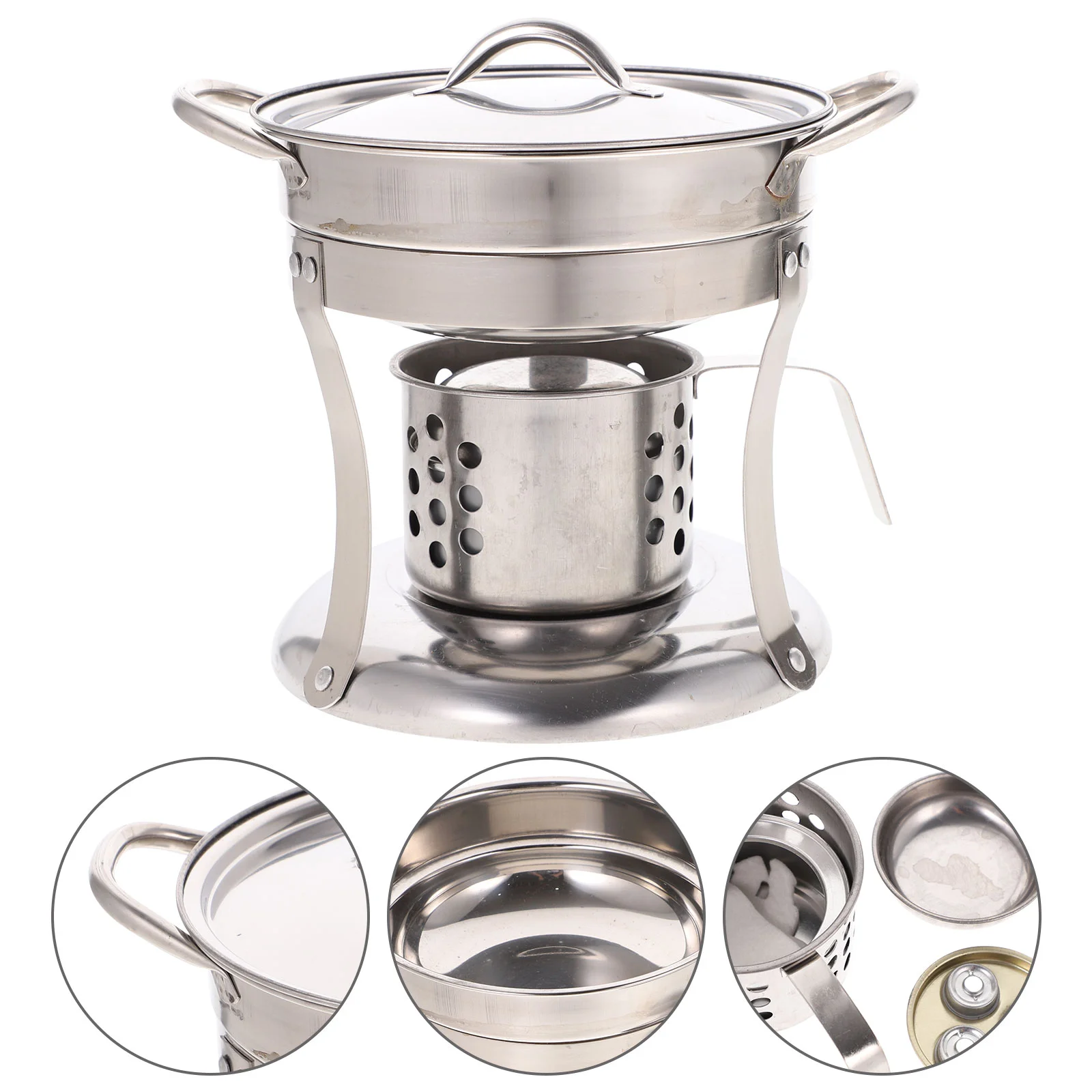 

1 Set Convenient Stainless Steel Portable Cooking Stove Burner Stove Backpacking Stove Shabu Shabu Pot Stove