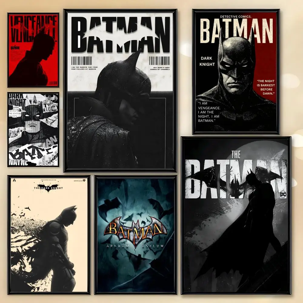 Фото Постер B-BatmanS HD Art, наклейка на стену, декор для комнаты, водонепроницаемый декор для дома, гостиной, бара, эстетическое украшение №1