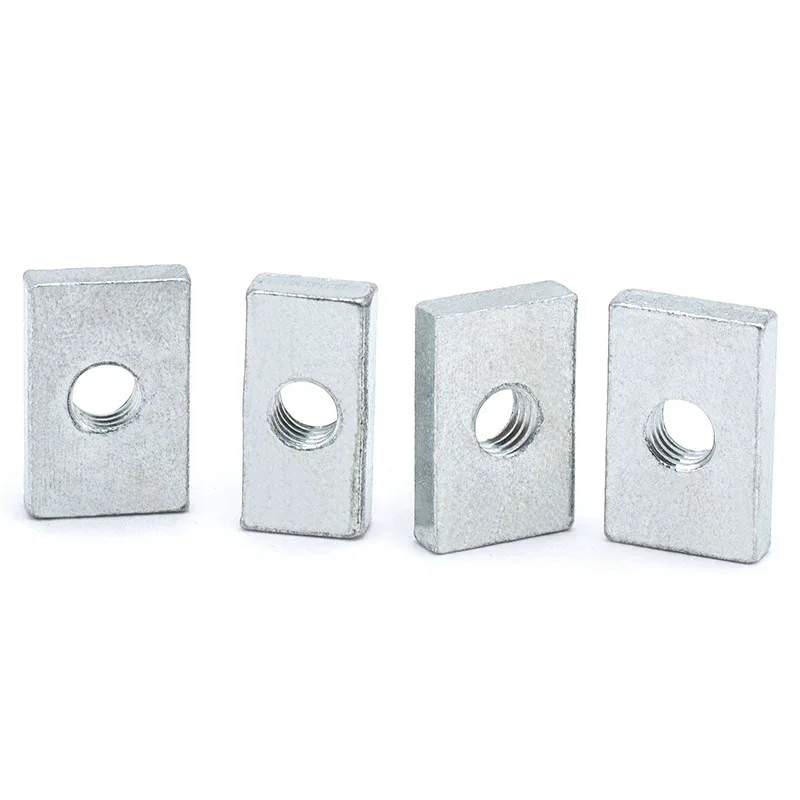 Фото 10/ 50pcs Square Nut M3 M4 M5 M6 M8 Rectangular Nuts Thin Slider Block Nuts Zinc-Plated Carbon Steel Aluminum Profile Accessory №5