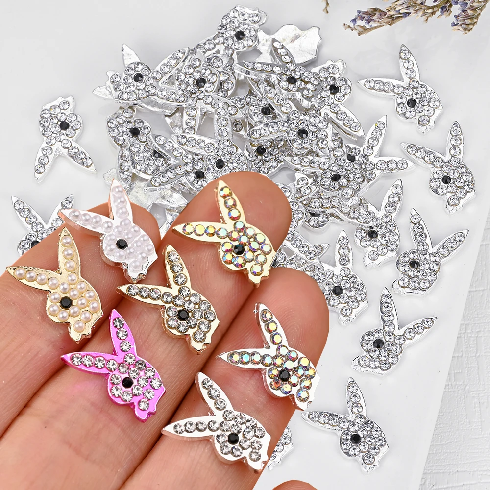 

10pcs Luxury Nail Charms Bunny Glitter Rhinestones Crystal DIY Jewelry Manicure 3D Alloy Animals Nail Art Decoration Accessories
