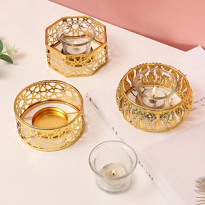 

3PCS Creative Modern Luxury Golden Metal Tealight Candle Holder for Home Decoration