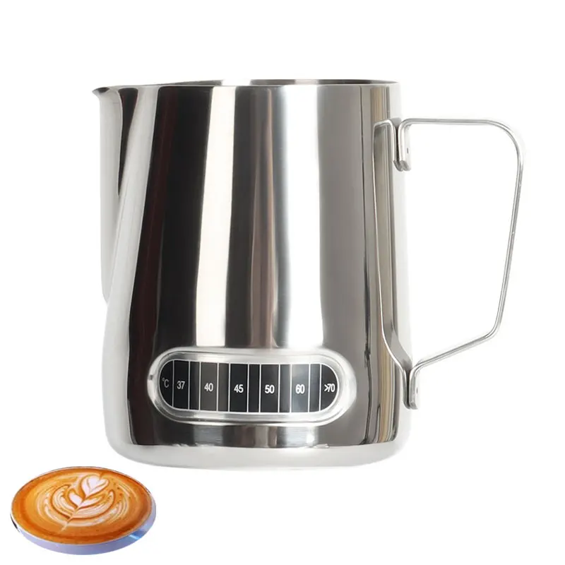 

Milk Frothing Pitcher Food Grade Stainless Steel Kitchen Fancy Milk Bubble Cup Measuring Cup Pointed Mouth Coffee Drawing Jar