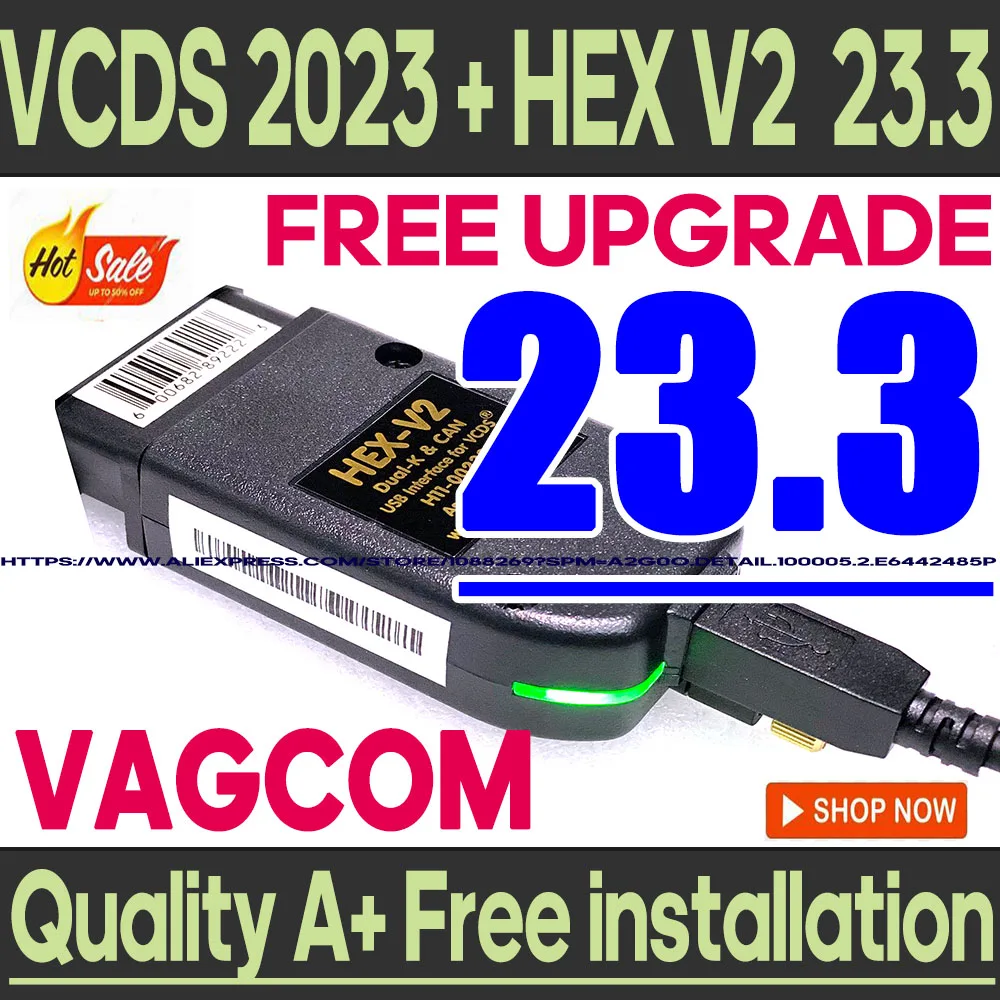 

Best 23.3 VAG COM HEX V2 USB Interface VagCom OBD2 Testers FOR VW AUDI Skoda Seat VAG From 1996-2017 Atmega162 Autocom tool