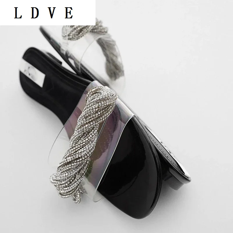 

Rhinestone New Braided winding Transparent Women's flat sandals